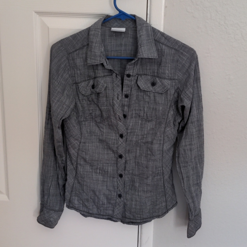 Lightweight Cotton Columbia button-up, gray XS